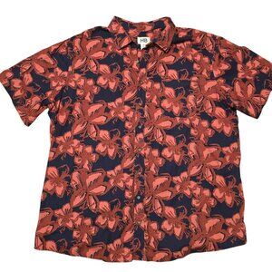 HB Mens 2XLT TALL Red & Navy Hawaiian Floral Button-Up Short Sleeve Shirt 2XTall